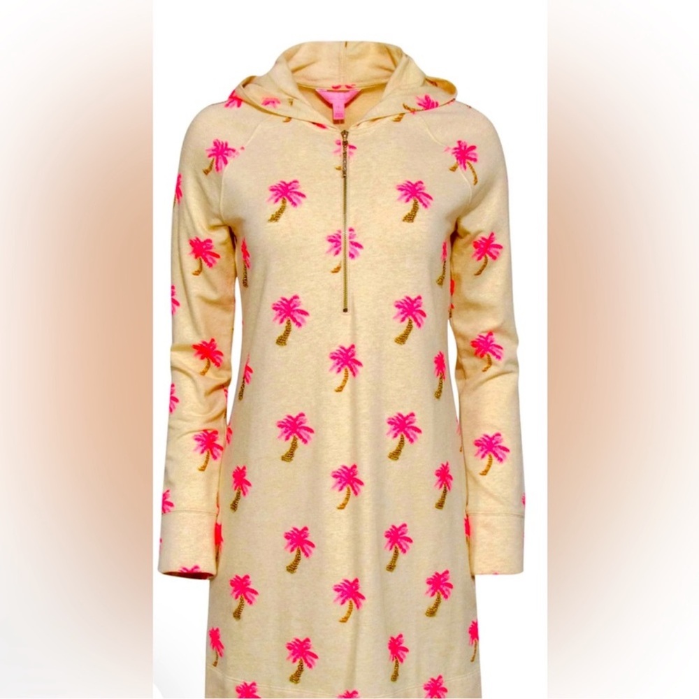 Lilly Pulitzer Skipper Hooded Beaded palm trees Dress Large